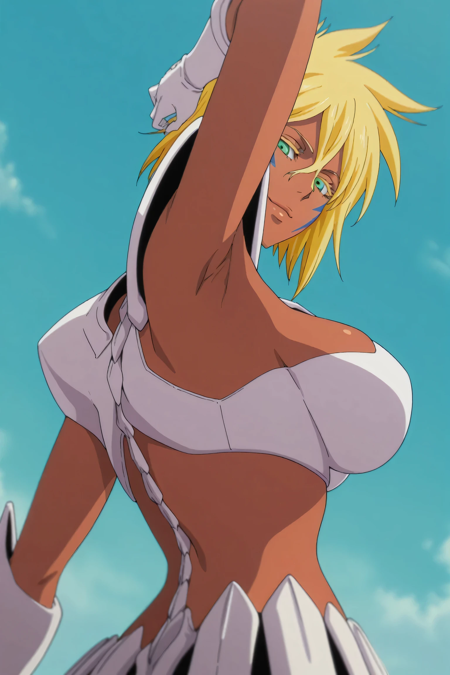 beautiful female warrior in revealing clothing preparing a powerful attack, anime style, adult content