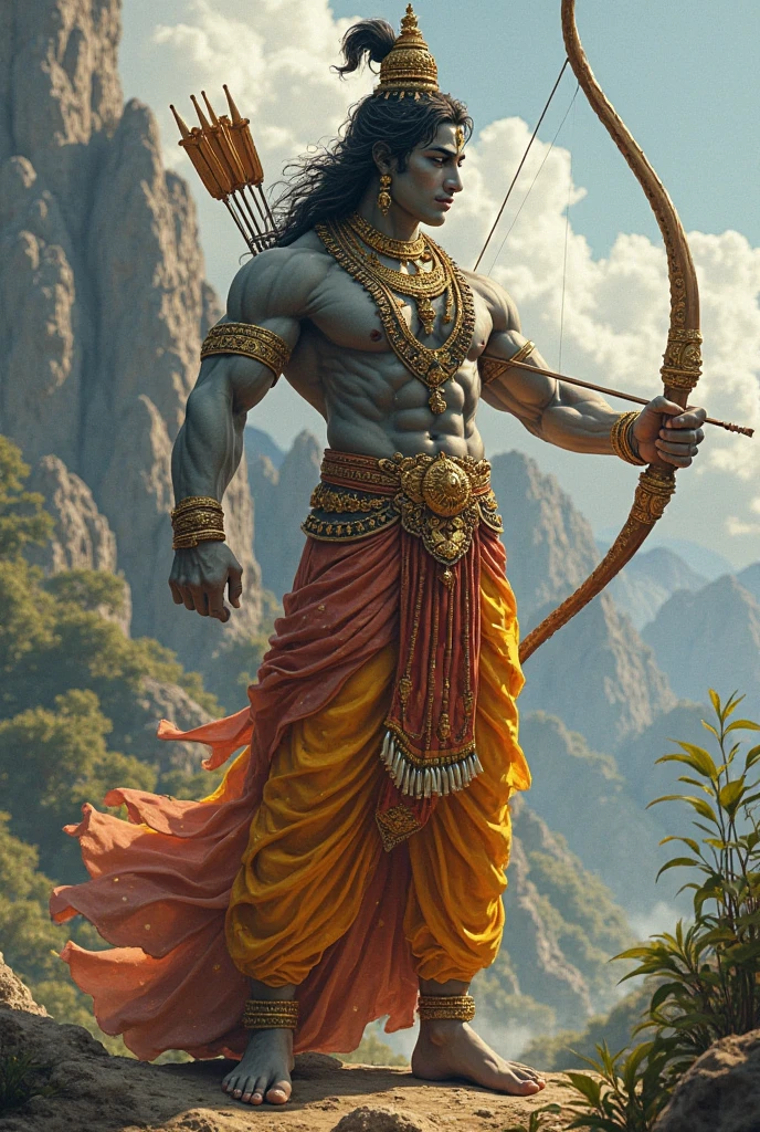 Mahabharat Surya puthra Karnan hand bow body kavaja baground sun