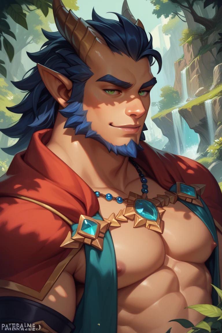 Fantasy games, male warrior, 30-year-old man, serious expression, Warrior's Attire, Take up a knife, Victory Pose
