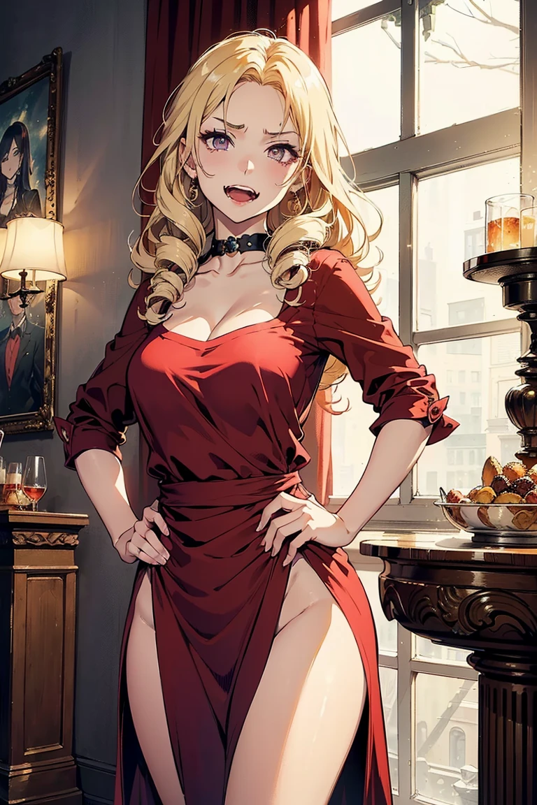 A beautiful woman with long wavy hair, detailed eyes and lips, sensual expression, wearing a revealing red dress, seductive pose, in a dimly lit urban alley, cinematic lighting, moody colors, dramatic chiaroscuro, photorealistic, 8k, highly detailed, masterpiece with lujury, sexy and naked.