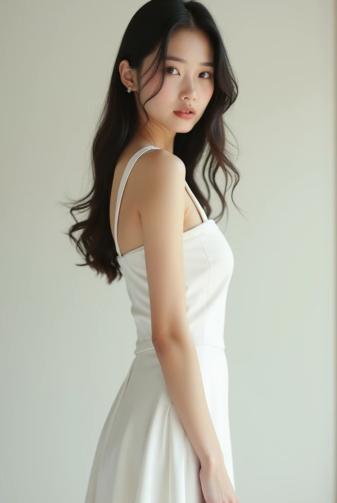 A beautiful woman，white