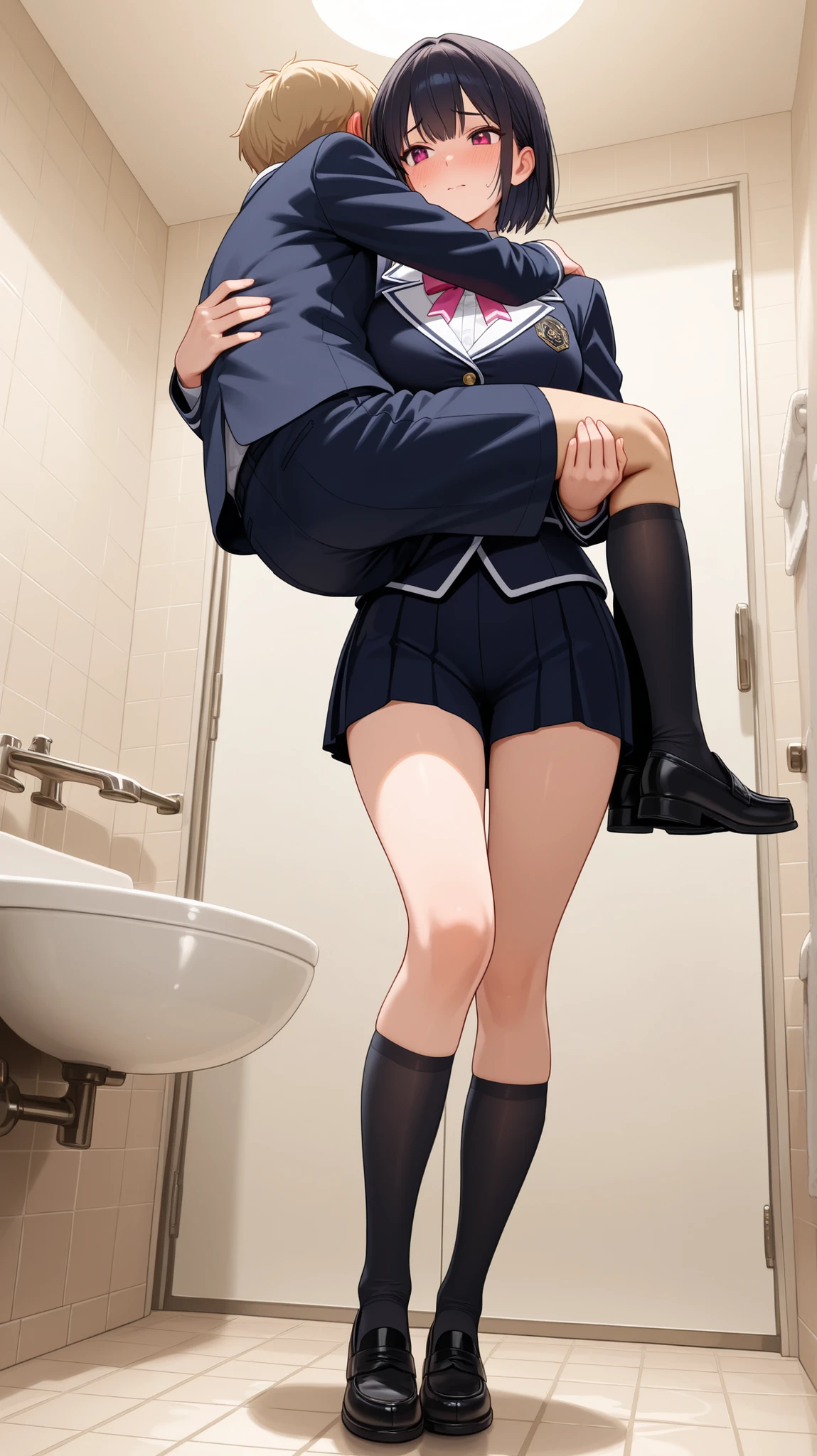 Multiple penises,Slender and sexy woman,In the mouth,deep throat ,Black thigh-high boots,Jeans Shorts,in the train,Molester,Multiple men,A man grabs a woman's arm,Put your hands behind your back,penis,rape,Sex,Creampie,ponytail,Semen on the floor,