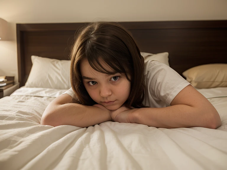 A girl smothered with a pillow on her bed [oil painting] [soft lightning] [detailed texture]