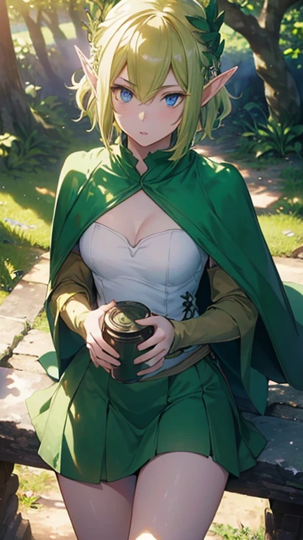 masterpiece、highest quality、Pokémon、nathan、Colossal breasts mature woman、Colossal breasts mature woman、colorful hair、green capellet、(((green cape)))+++、(((green cape)))+++、(((green cape)))+++、black shirt、long sleeve、abdomen、belt、orange shorts、big breasts、Upper body、smile、look at viewer、Wrinkled between the eyebrows、forest、bee、garden、flower