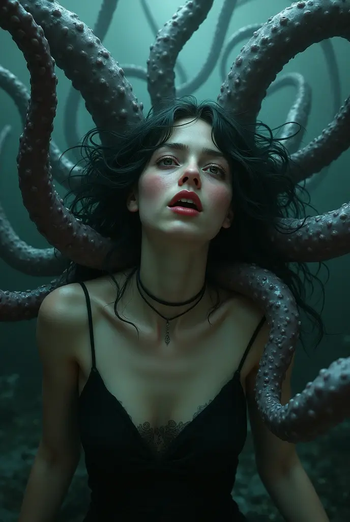 Girl being attacked by tentacles
