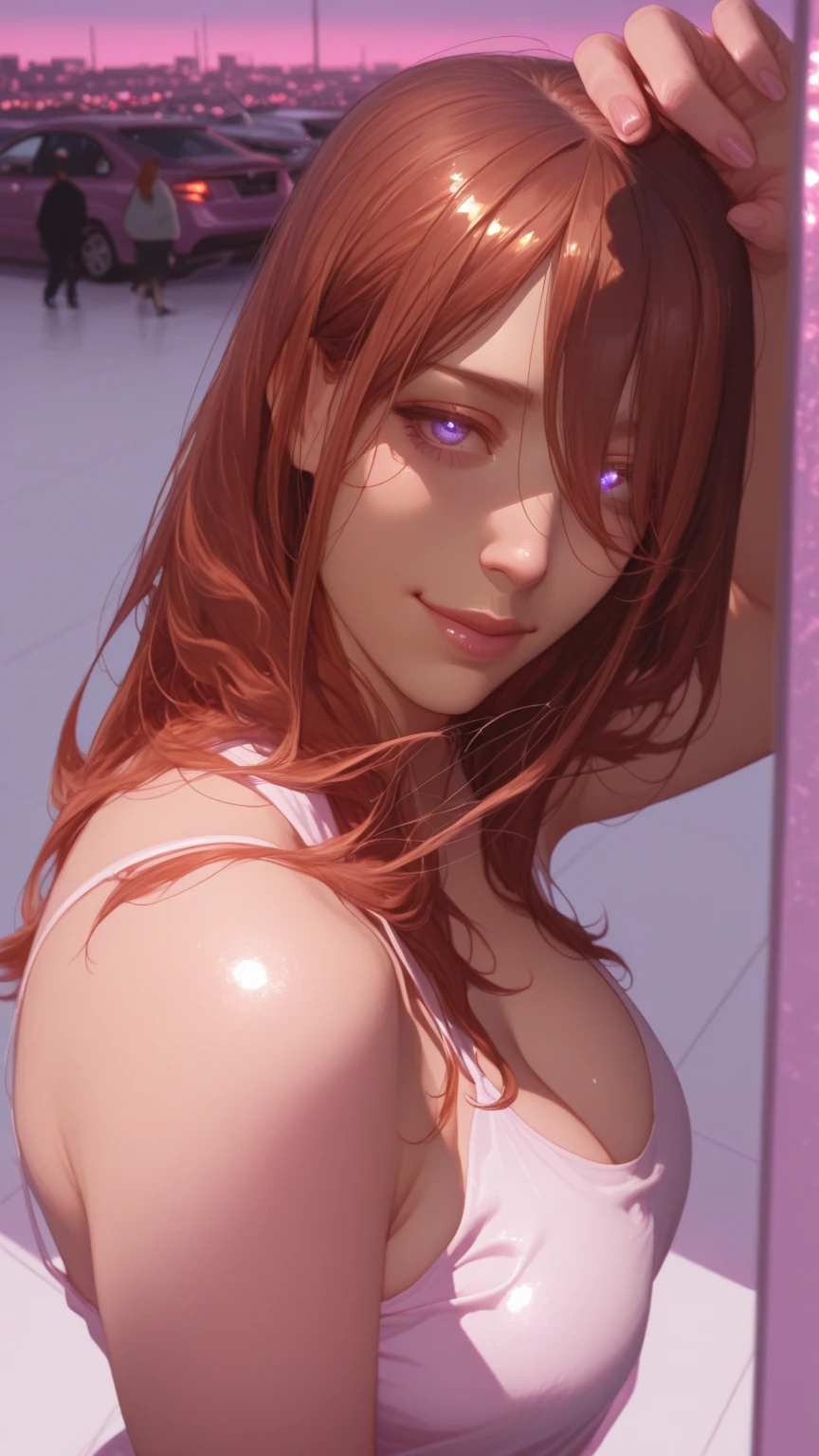 masterpiece, best quality, highly detailed, high resolution, expensive resolution, high resolution, 4k, 8k, Unity 8k wallpaper, highly detailed CG, masterpiece, 2d, 3d, beautiful details, depth, fine texture, best quality: 1.3, fully focused, crispy skin, him, very cute anime girl, bikini, big boobs, expensive pink medium long hair, heavy rain, squall, soaking wet hair, soaking wet only daughter, palm trees, seaside, mole under eye, looking at the viewer, expensive, blush, mole, open lips, heart, pink eyes, choker