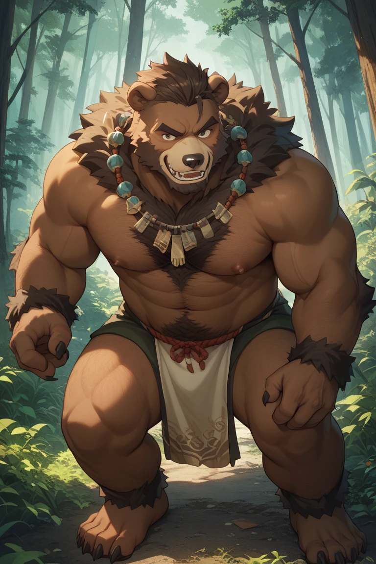 Alone, ORCBEAR, Male, muscle, intestinal muscle, big belly, calnçan, large, Male mature, old.