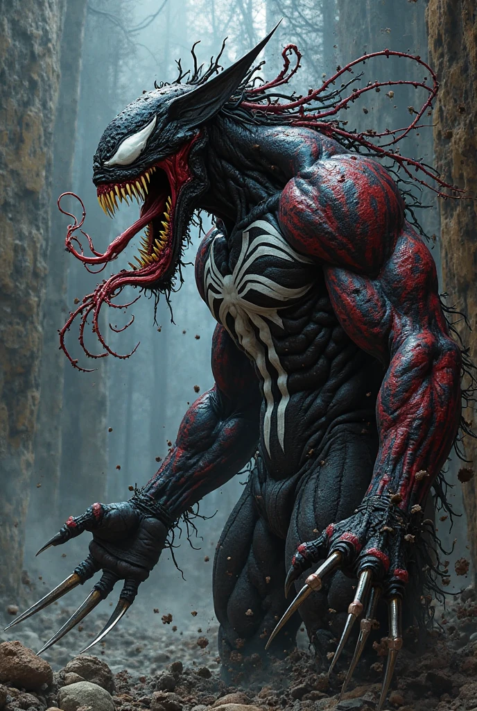 I want you to create an image of Venom fused with Carnage