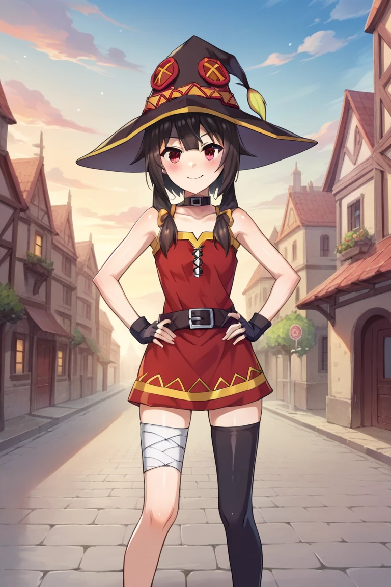 Megumin from Konosuba with black underwear and knee socks