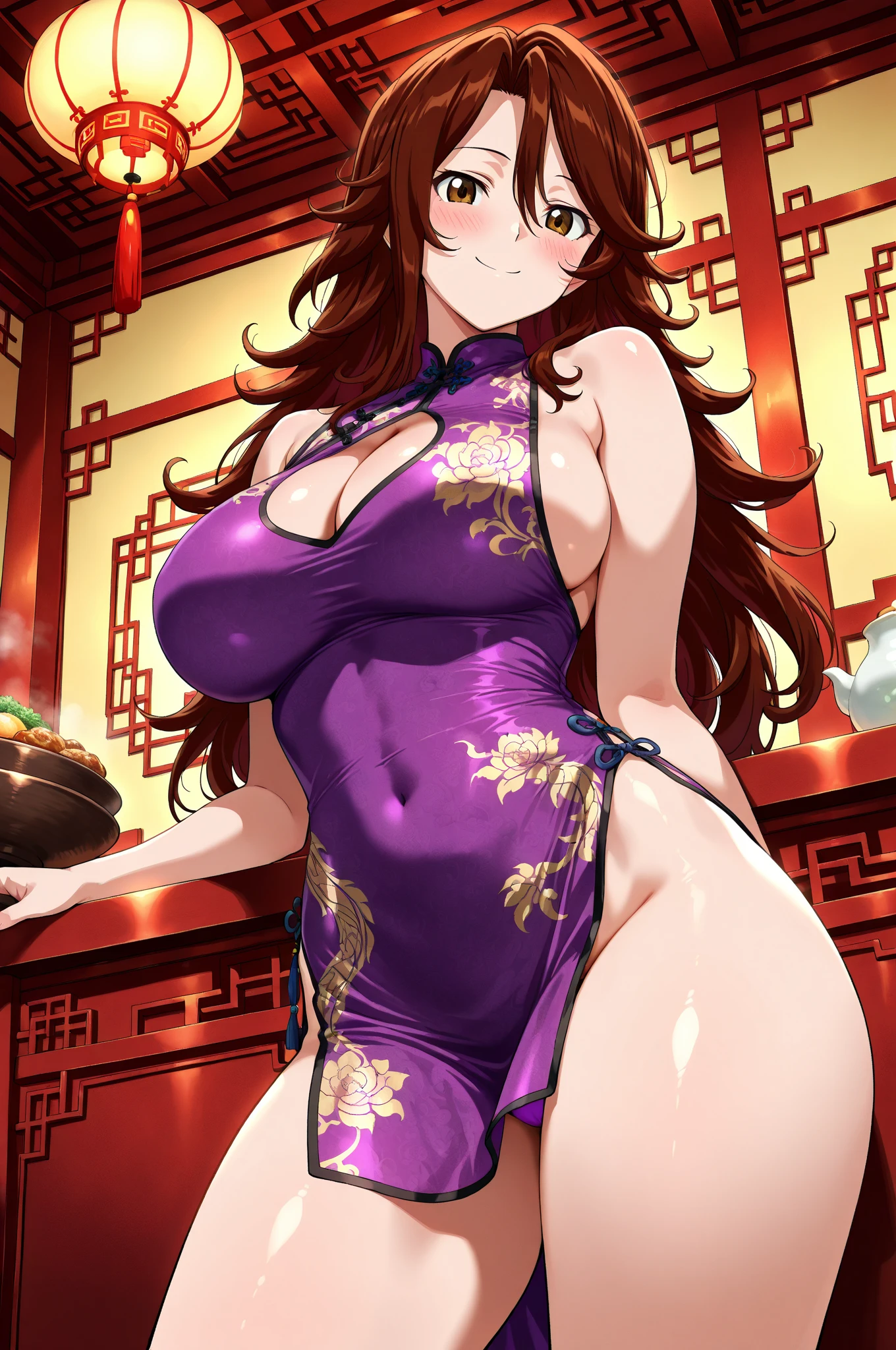 Luna hentai big tits cosplay with wine sexy pose