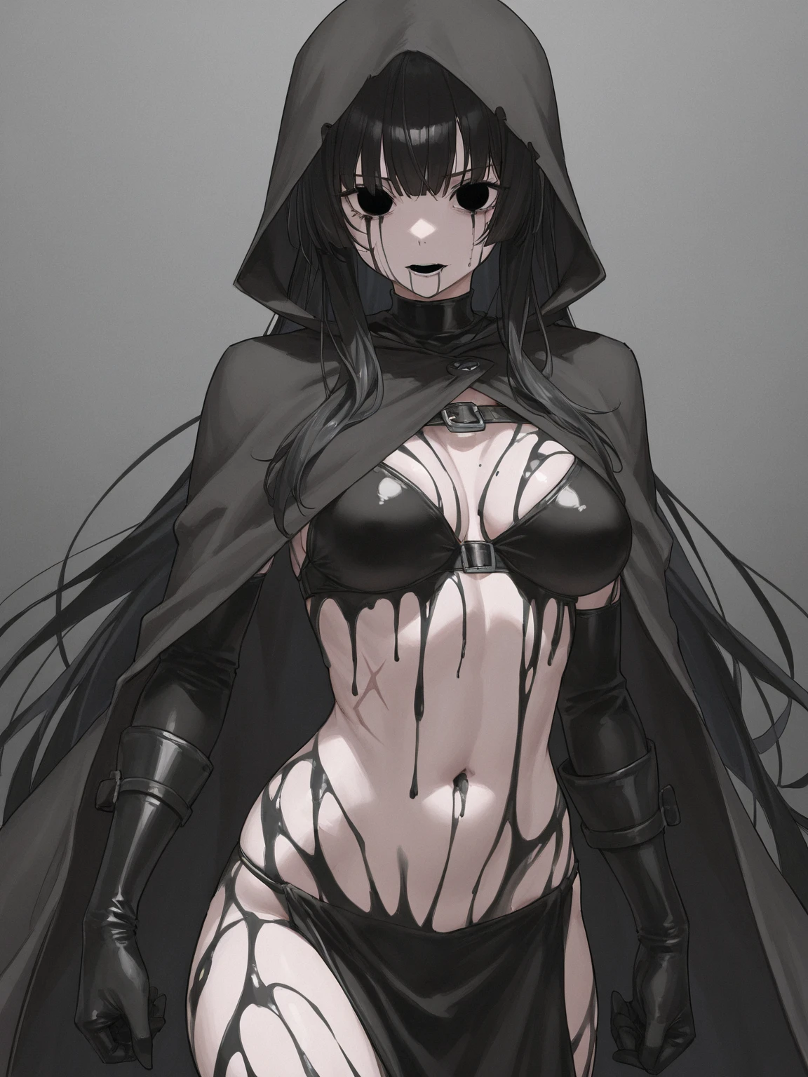 Overgrown forest life, fiend Hylia , cracked skin, obsidian skin, black veins, loincloth,