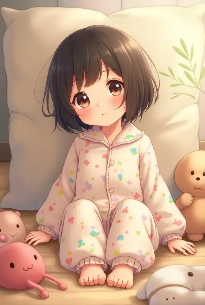 {{{masterpiece}}}, {{{highest quality}}},(、5 years old、medium hair 、kindergarten uniform smock、embarrassed look、blush、high contract、best lighting、most detailed、cute room、stuffed toy、Toy、cinematic angle、