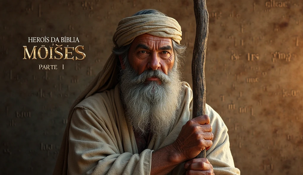 imagem homem com barba e turbante segurando um pau, Abraham, Wise old man, Nicodemos, foto retrato, bible illustration, moses,  , foto retrato detalhada, biblical image, biblical clothing