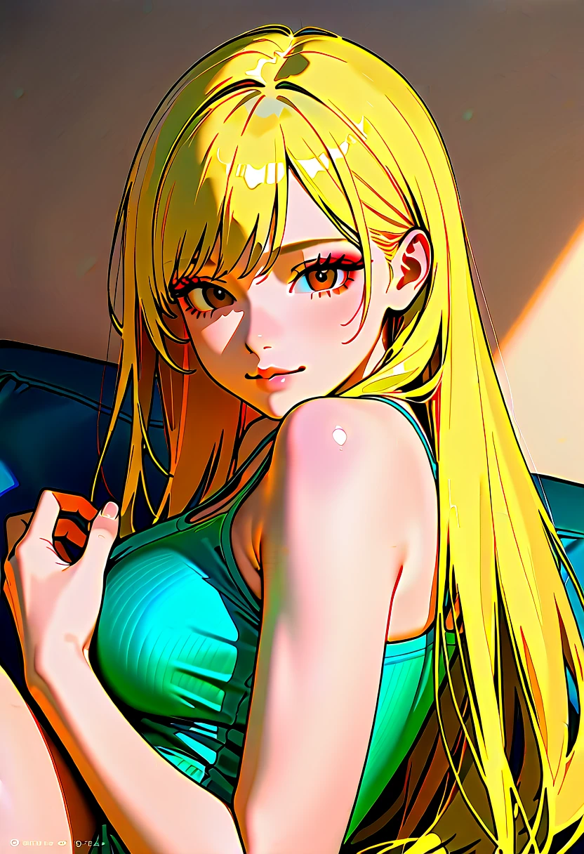 sunset (insane masterpiece,unparalleled best quality, 16k, sharp focus, depth of field, best shadows, perfect lights, HDR, realistic skin texture, ultra-detailed background, detailed), anime style, 2 women kissing (one of them has green eyes, white skin, black hair with ponytail, choker, small breasts, slim, makeup, eyeliner, glitter), (the other woman has blonde hair), unparalleled cute 12 year old girl, slim figure, revealing clothes, cute clothes, skimpy clothes, photo taken from above, detailed face, beautiful eyes, long eyelashes, cute expression, cozy living room, ultra professional photorealistic, 16k, ultra high quality,nsfw,varies,multi,etc. --v 6 --s 1000 --c 20 --q 500 --chaos 100