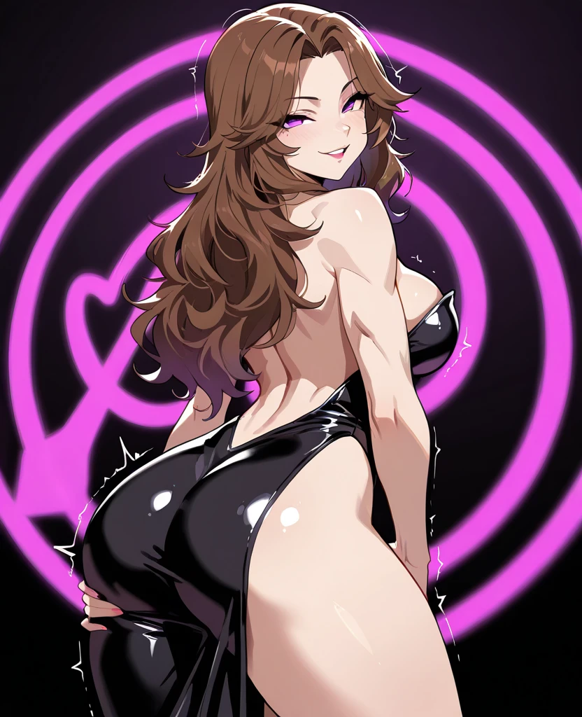 An anime-style artwork depicting Venelana Gremory from the anime High School DxD.
Tags: Venelana Gremory, anime, detailed eyes, detailed lips, ass, bare shoulders, 1girl, brown hair, (purple eyes), (micro bikini : 1.4), short hair,curvy, thighs, higheels, shiny clothes, skin tight, cleavage, solo, huge breasts, smiling expression, intense gaze, dynamic pose, indoor, nightclub, pole_dancing, standing on podium with a dance pole, stripper, pole dancer, vibrant colors, digital art, high-resolution, professional quality, gigantic breasts, (underboob : 1.4), curvy, cowboy shot, (gigantic breasts: 1.4), curvy ass, (big butt : 1.4), (bubble butt : 1.4), from behind, back view