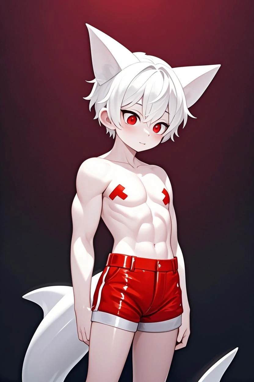 (score_9, score_8_up, score_7_up, score_6_up) BREAK human, humanoid, anime, anime style, line art, thick line, thick line art, outline, thick outline, robot, android, android skin, barcode tattoos on the body, (broken neck:1.4, damaged belly:1.2, damaged arms:1.2), damaged chest, solo, male, young, boy, shota, shotacon, nude, athletic, thin waist, short messy white hair, animal ear, white fox ear, white fox tail, cute young face, talking, black mouth, glowing blue robot eyes, hard nipples, massive erect black penis, erection, foreskin, dripping precum, component, chip, circuit board, red glowing mechanical parts, red glowing mechanical component, holster, gun, handgun, holding handgun, hand holding handgun, exploring, exploring the forest, in forest, forest background, angry expression, looking away, BREAK good quality, best quality, high quality, high definition, hd, 4k, 8k, masterpiece, good proportion, perfect proportion, good anatomy, perfect anatomy
