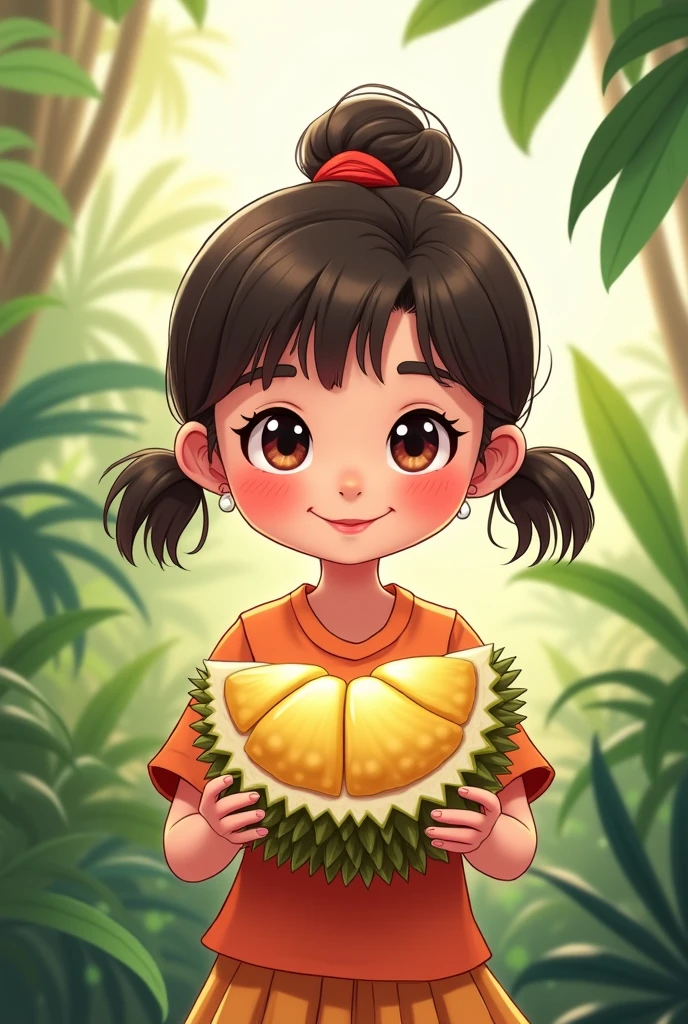 The girl wearing a durian shirt