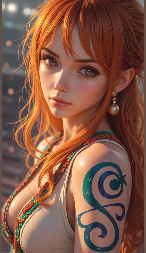cute redhead woman in twin tails, multiple rainbow colored hair, sky-blue eyes, happy, Ukrainian, petite, pale skin, wearing a green metallic color bikini, post apocalyptic background, bleak barren desert, photo realistic woman. --auto