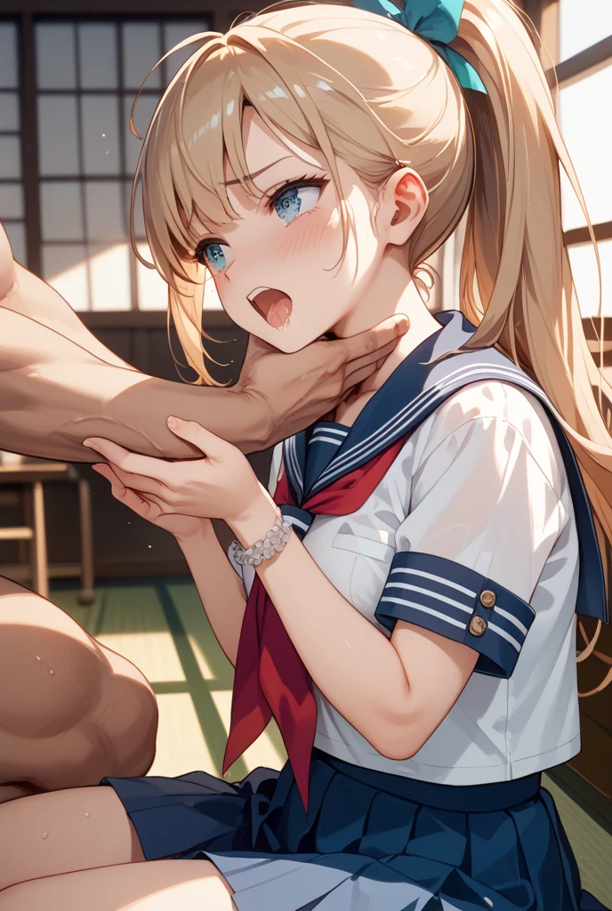 (1 boy, 1 girl), a age school girl in mixed bondage wrestling with a teenboy, they are roughly the same age, the school girl is wearing a red pleaded careered skirt and a black pullover, the girl has a is a bit smaller than the boy, the girl has shoulder long hair, the boy is wearing casual clothes, teenage hogtied and struggling against the ropes, school girl applying more ropes to the teenage boysy, blushing boy dominated and controlled by the girl, the girl is smiling and laughing and tries to humiliate the teenage boy, thenage boy is blushand ashamed and is gritting his teeth, he desperately tries to break free but to no avail, the girl is sitting on top of the teenage boy to prevent hrom moving and has ropes in her hands and uses them to tie up the arms of the teenage boy behind his back,arms of the teenage boy are completely tied nd his back in lots of ropes, the teenage boy looks very embarrased anhamed, the girl is saying „this must be embarrassing for you“ , huge struggle, many viewers watching, wrestling ring,intricate rope work, teenage boy blushing and ashamed, dramatighting, highly detailed, photorealistic, 8k, masterpiece, teenage school girl vs teenage school boy, fm, power, control, beaul teenage girl, detailed faces, teenage boy aggresiveled up by teenage girl, lots ofe, perfect eyes, detailed faces