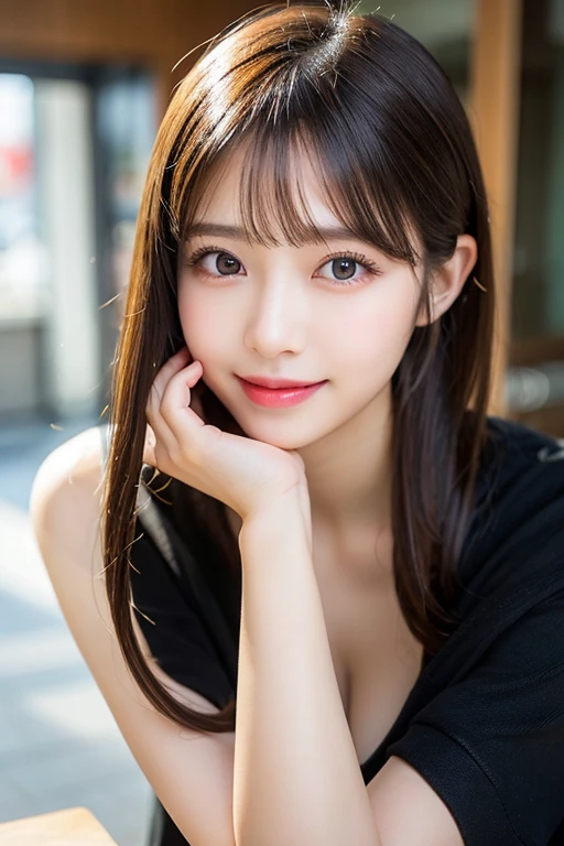 table top, highest quality, figure, super detailed, finely, High resolution, 8k wallpaper, 完璧なダイナミックな構figure, beautiful and fine eyes, ladies winter fashion,small breasts natural color lip,smile,Harajuku、20 year old girl、cute、sexy shot looking at camera