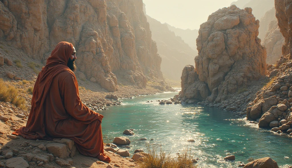 Create an image of a 35-year-old Indonesian man with a clean Southeast Asian face, wearing a white turban, a long white robe, white pants, and sandals resembling those worn by martial artists. He is spending the night in a cave near a southern beach. The scene should be detailed with dramatic, cinematic lighting, and the atmosphere should be mysterious and eerie. The image should be hyper-detailed, 8K resolution, ultra-sharp, and UHD.
