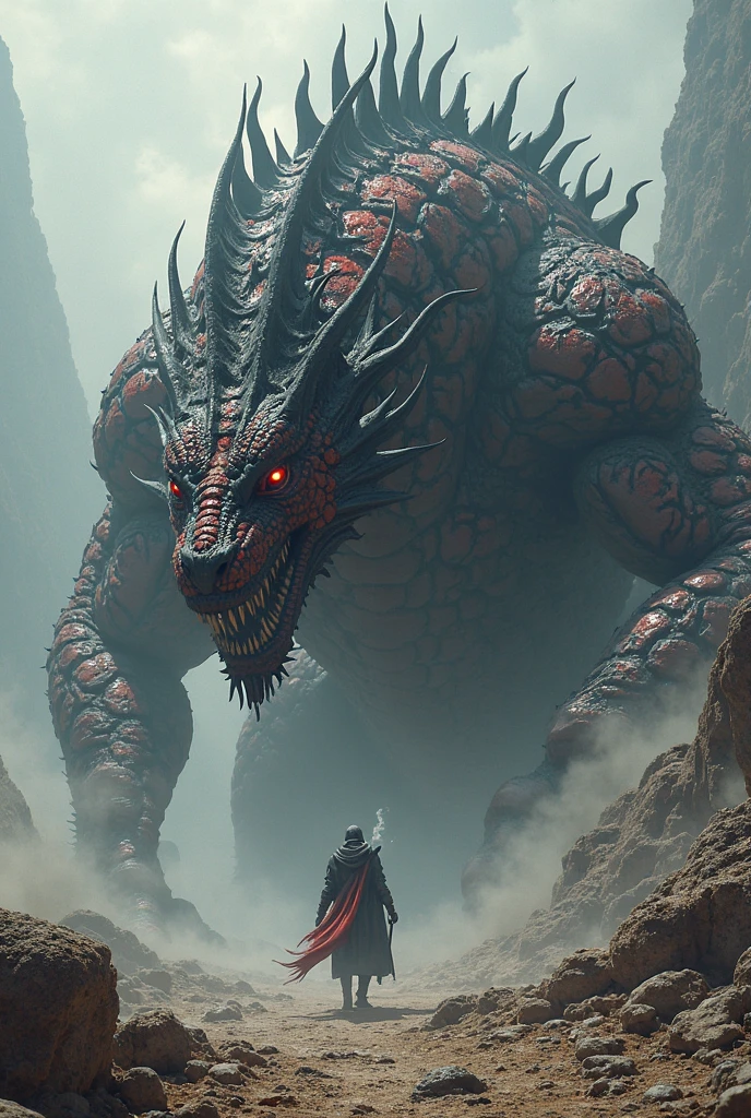 A very detailed painting,Depicts a man on a hill gazing at a giant alien monster, author:Shinkai Makoto, By Art Jem, From Wlop, author:Greg Rutkowski, Volumetric Lighting, Octane Rendering, 4K resolution, Popular on artstation, masterpiece lightning magic