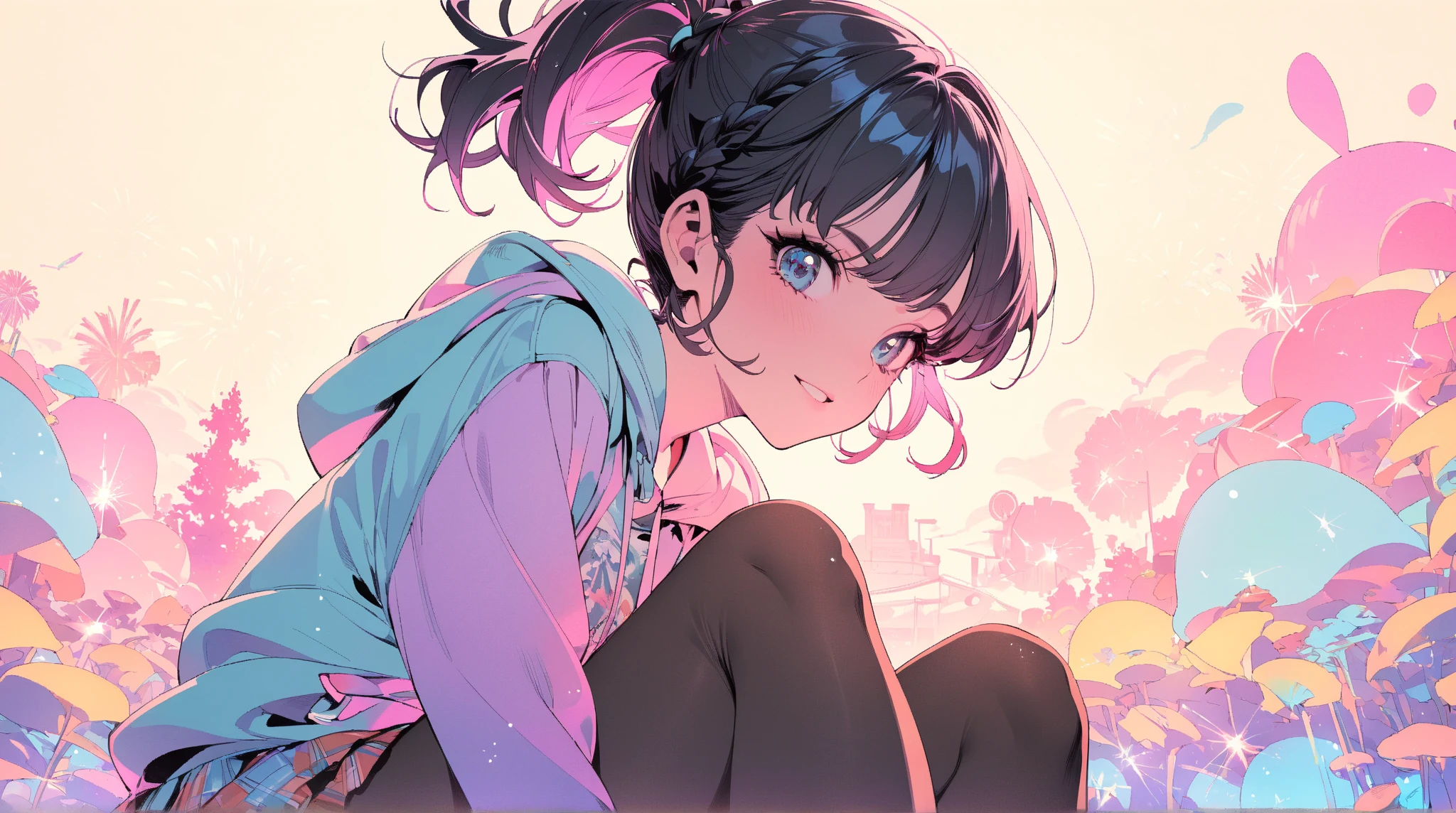 anime girl sitting on a bench with a camera and butterfly, anime style 4 k, anime moe artstyle, anime art wallpaper 4 k, anime art wallpaper 4k, artwork in the style of guweiz, cute anime girl, ilya kuvshinov. 4 k, anime art wallpaper 8 k, 4k anime wallpaper, beautiful anime girl squatting