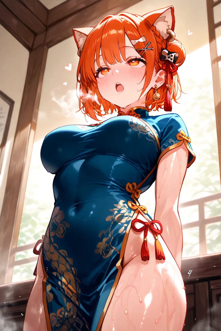 mastute piece,Best Quality,insanely detailed,8k cg,nsfw,
take a picture of the whole body,
1girl,(china dress,breast out,no bra,bare breast,bare teats),blush,shy,ecstasy face,gasping,trembling,light orange hair,open mouth,Chinese restaurant,
