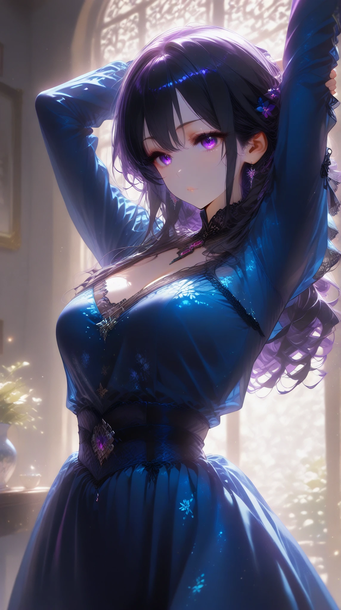 Idol Costumes、Dancing on stage、Waist-length hair tied in a high ponytail、Move the tick part to the side、Big breast beauty(Tall Woman, Slim figure, Firm breasts)、Estrus、