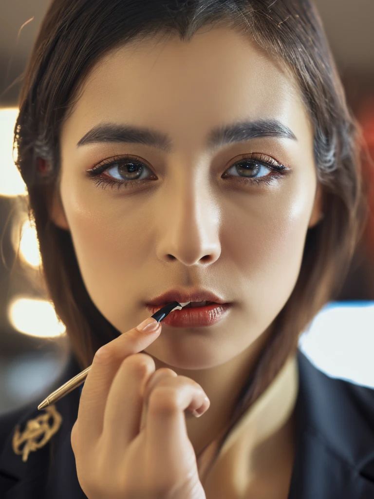 ((( salesperson signing a contract))), business suit, (Super Real, high definition), (very elaborate eyes, Extremely fine hair, Highly Detailed Faces, eyeliner, perfect , Perfect finger count),(Highest Quality:1.4), RAW Photo