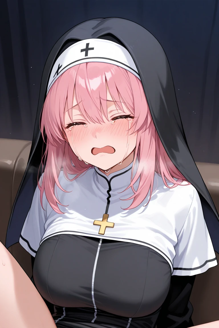 (masterpiece), (best quality), ((ultra-detailed)), (high resolution), (an extremely delicate and beautiful, super fine illustration), official art, BREAK (NSFW), (1girl), (:1.5), (tiny girl:1.7), (5yo)lat chest:1.4), Plump, (Thick thighs:1.5), (big ass:1.5), erect nipples, Huge areola, large nipples, long nipples, erect nipples, oily skin, BREAK droopy eyes, emerald blue eyes, (bad mood:1.3), (cross-eyed:1.7), (ahegao:1.6), (clenched teeth:1.8), (angry:1.5), (orgasm:1.7), (half closed eyes:1.4), BREAK bob cut, tired hair, messy hair, Black hair color, girl wearing round black glasses, BREAK (bare foot), (cropped black t-shirt:1.4), BREAK (white micro bikini), (no panties:1.4), open legs, vagina, BREAK (Sweat:1.3), steam, humid, pussy juice, (spanking:1.8), BREAK 1man, (huge penis:1.5), (vaginal penis:1.4), (crawling on prison), BREAK (dynamic angle:1.4), (ass focus:1.7), (from above:1.4), (looking ahead:1.3), looking up