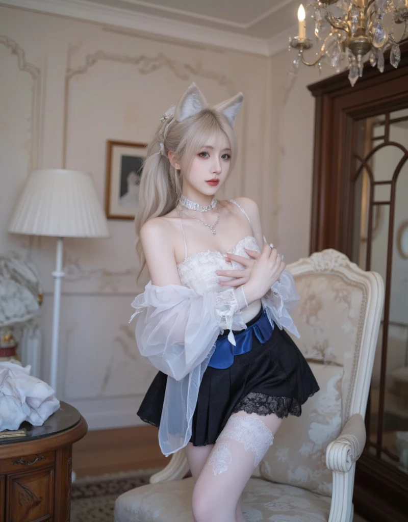 ((best qualtiy)), ((tmasterpiece)), (the detail:1.4)Cute bunny girl kneeling on carpet in bunny costume,ultrarealistic sweet bunny girl, Bunny Girl, Anime girl cosplay, White Cat Girl, elegant glamourous cosplay, cute fumo plush bunny girl, Anime cosplay, anime barbie in white stockings, White rabbit, pale milky white porcelain skin, glamourous cosplay, twintails white_mitts,Bigboobs,the breasts are large,Raised sexy,The eyes are large,There is light in the eyes
