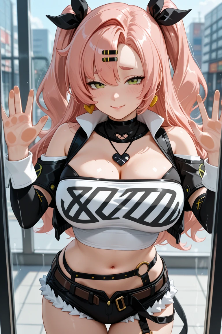 (Ultra-detailed, Vibrant colors:1.2), One piece、Uta、Red hair on the left、Gray hair on the right side、Kamimei、yandere、Flushed cheeks、a beautiful detailed girl, While sweat shines on the body、Wet