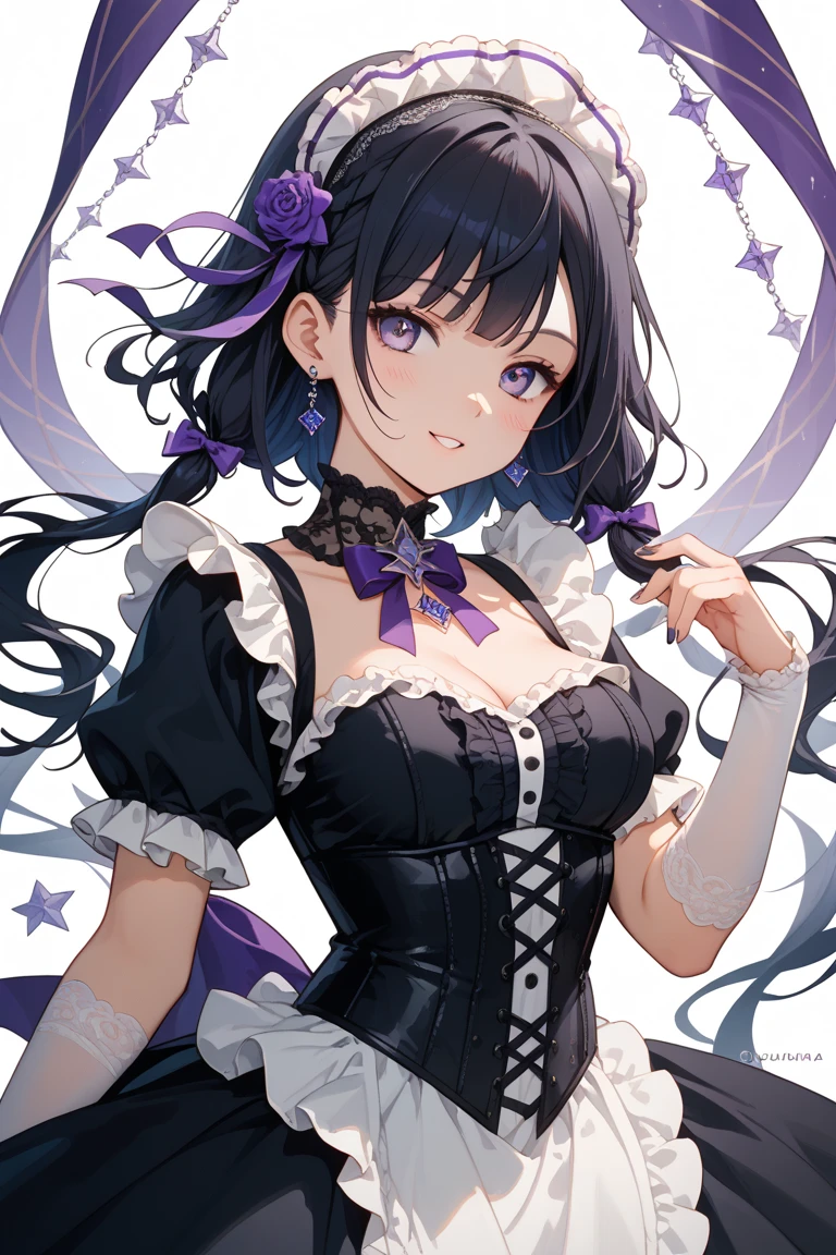 tmasterpiece,best qualtiy,offcial art,8k wallpaper,The is very detailed,Cinematic light,photographrealistic,there is a woman in a maid outfit posing for a picture, gorgeous maid,elegant glamourous cosplay, Raised sexy, cosplay, softl smile,(Wet dress:0.8),(Shirt pull:0.5),(High contrast), (Colorful)