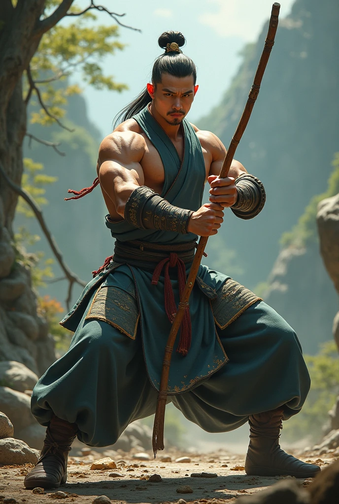 Generate a photo of tao pai pai on his stick