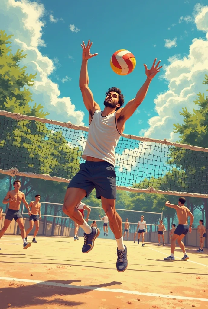 Effeminate gay man playing volleyball