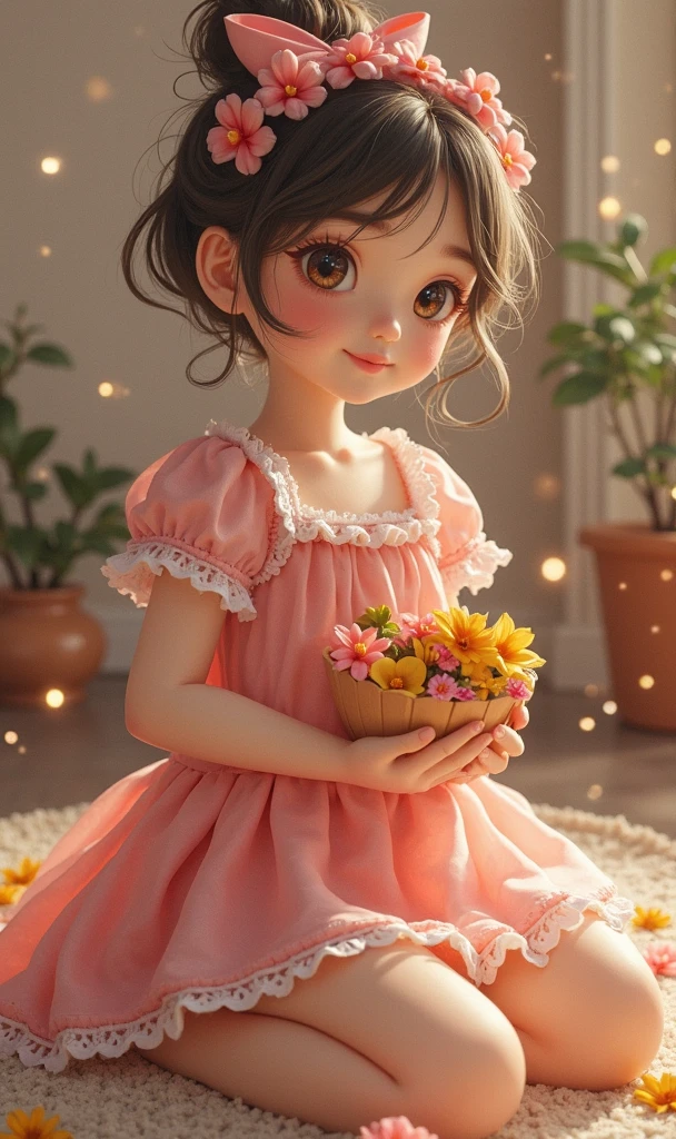 5 girl in the enchanted garden picking flowers
