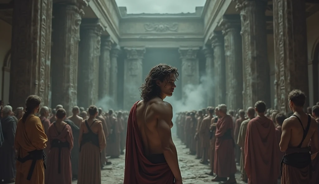 Thor was mobbed while taking a shower and everyone dragged him to the middle of the palace, making him naked in the middle of the palace.