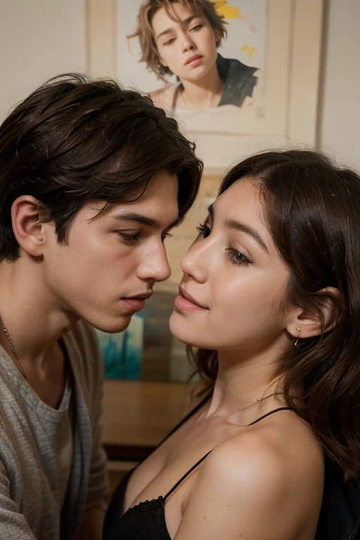 Crea una portada de un libro de una pareja heterosexual adolescente donde la mujer tenga el pelo rizado y largo y el hombre el pelo lacio y medio largo, con el texto de "Lo que nunca se olvida" entre los dos