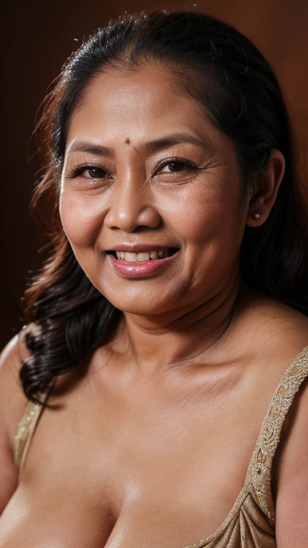 Female Age 50, Very Big Boobs, satin kurung dress
