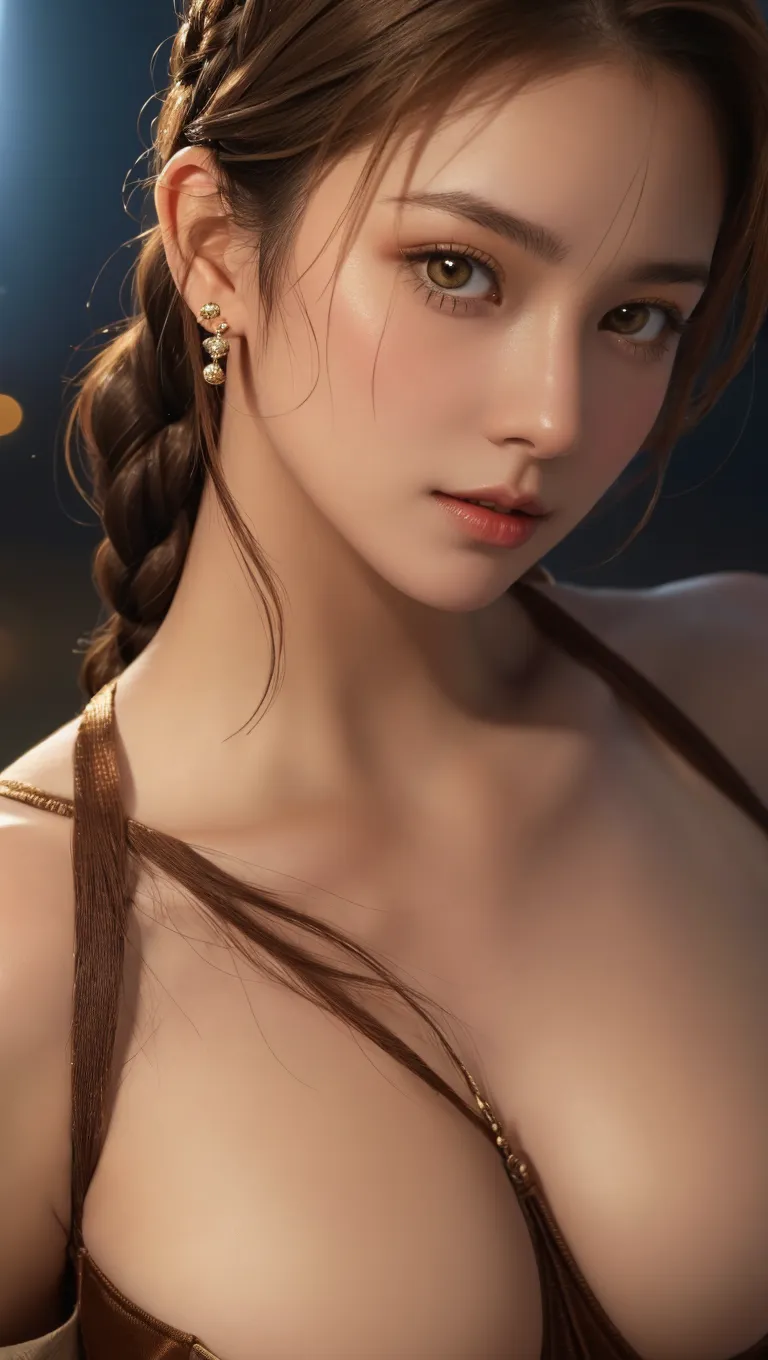 photorealistic, high resolution, soft light,1women, solo, hips up, look at viewer, (detailed face), long hair, blonde hair, black dress, cleavage, gold chain, medium breasts, curvy, tattoo, jewelry
