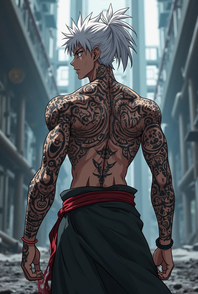 (masutepiece:1.3), ccurate, (Super detail, High details, top-quality), Best quality,( A high resolution, 8K),(Man with a big carp tattoo on his back: 2), NFFSW, A detailed face,Detailed legs,Upper body naked,posterior view,The halo,Mafioso,Fundoshi:1.2,short detailed hair、arms folded、Fish carp、Gangster movies
