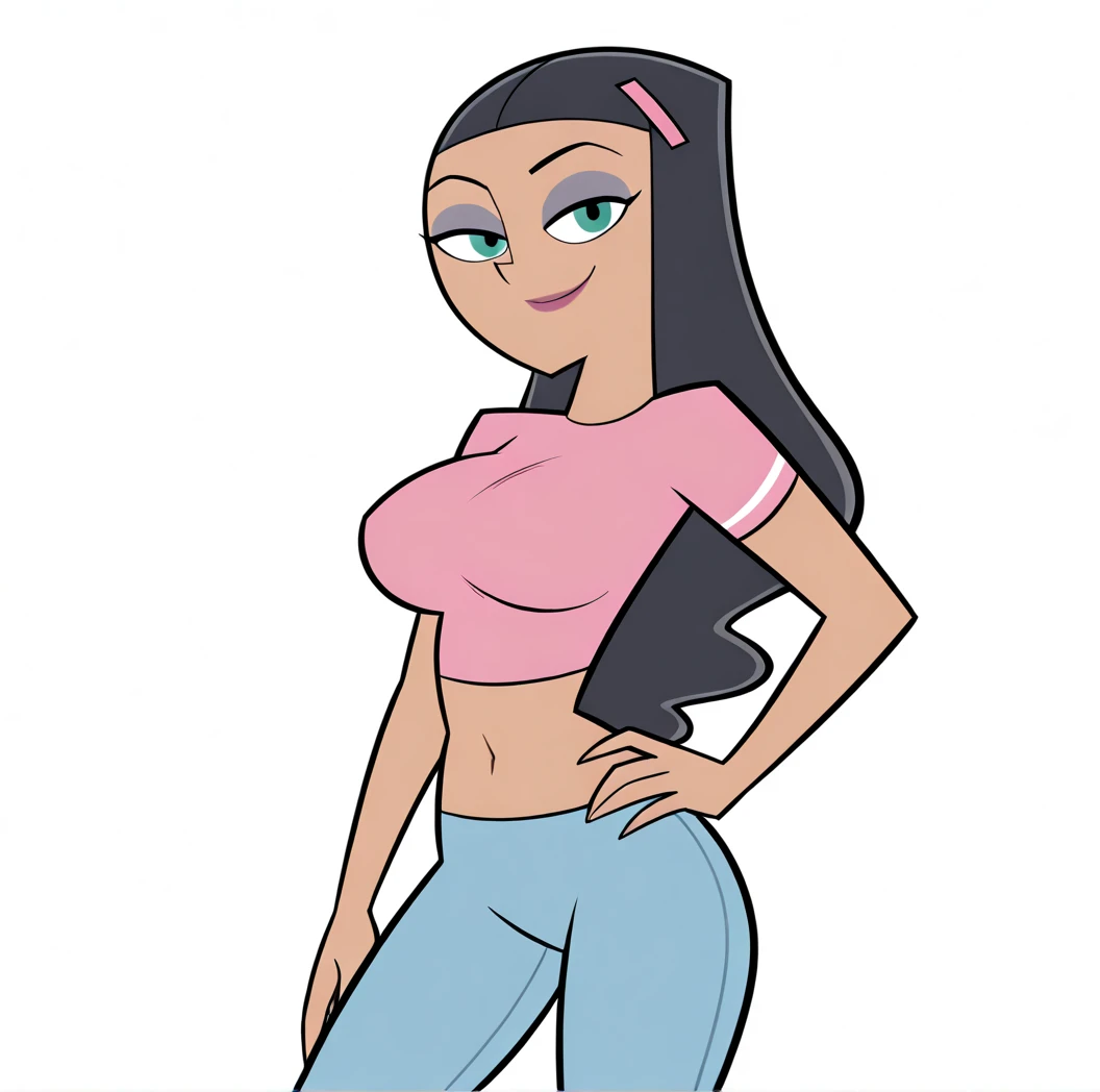 blue eyed curvy girl with long wavy black hair and small breasts (cruel_expression):4.0 (pubic_stubble):3.0, (seethrough clothing):4.0