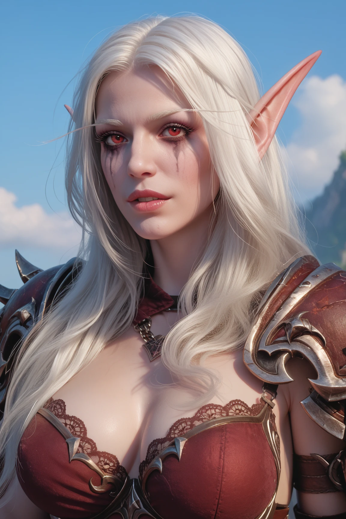Outraged 20 Year Old Blonde Elf Girl With Long Wavy Hair And Blue Eyes Swearing With Orcs In Office. The Orcs grab her by the arms. delicate detail. ultra details. side glance. Highly detailed characters.