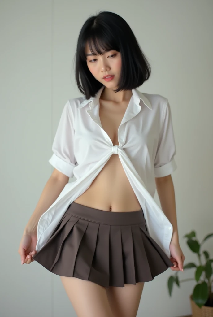 (ung girls:1.5), (A hyper-realistic, hight resolution), (Highly detailed eyes, Highly detailed hair, Highly detailed face, Highly detailed plump lips),,,(Nakeoolgirl:18year old)、(No shirt、no brassiere)、witheout panties、(:Teeth)、Schoolgirl underwear,no skirt、pubick hair、(Lighting from below:natural soft light)),
