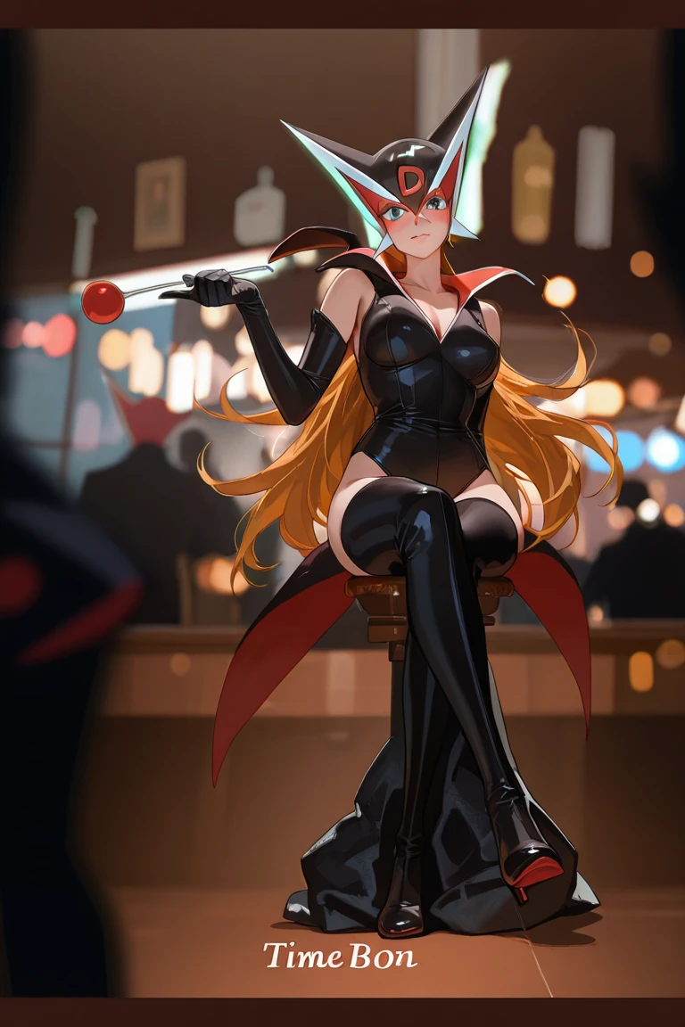 The woman was naked and wearing black and latex black high boots