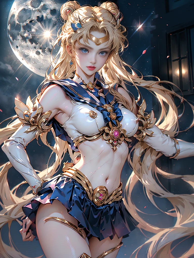 (ultra realistic 8k CG:1.2),perfect artwork,delicate pattern,intricate detail, cel shading,
(unparalleled masterpiece,best quality:1.2),(extremely intricate:1.2),70mm telephoto lens,
-------------------------------
kpop idol,korean beauty,korean mixed,
(1girl,solo:1.2),woman,girly,bright eyes,(wet skin,nsfw:1.1),
(absurdly long hair:1.4),Floating hair,wind,gale,hair accessories,
-------------------------------
(silk and Ribbon in front:1.3),earrings,filigree,detached sleeves,wide sleeves,
(see through clothes,translucent clothes,armlet:1.2),(revealing clothes),jewelry,
(cleavage,bare shoulder,strapless,Simple Choker,tube dress,no bra:1.1),
-------------------------------
(sky,idle animation,simple background,Leaves and plant in front :1.2),
-------------------------------
(meishaonv,gun,blue eyes,tsukino usagi,double bun,sailor collar,crescent,holding weapon,holding,sailor moon:1.2)