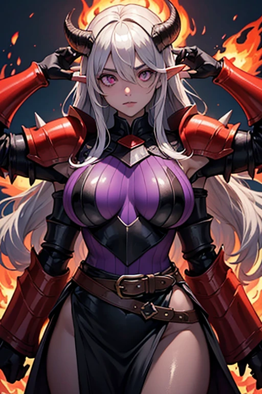 Horror Art, (Dark Anime Alien Girl), (((((Purple skin))))), (((((White Steel Hair))))), bright, Black cloth, sharp short clothes, Dark fantasy setting, Dark Cave,Ray Tracing, masterpiece, Highest quality, super high quality, Absurd detailed, best Light, Best Shadow, sharp, sharp image, detailed, extremely detailed, Incredible resolution, 8k, 4K, Ultra-high resolution, Particle Effects, Beautiful Effects, Vibrant colors, neon Light, neon, Light,(corruption:1.2),(Hollow Eyes:1.2),(Groin tattoo:1.3),(Lower abdomen tattoo:1.3),(masterpiece), (Highest quality), (Super detailed), One girl, Red eyes