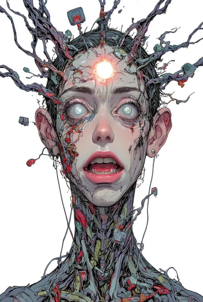 ((Anatomical brain and eyes)), ((dripping multi-colored liquid, in the style of realistic hyper-detailed rendering)), (bloody), ((gore)), Neon color palette, Dental nucleus, Multi-level gestures, ((grotesque)), ((statuesque)), ((((Surrealist horror painter)))), key-lightning, dark ambient, ((side view))