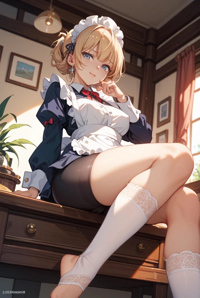 score_9, score_8_up, score_7_up, source_anime,
mamitomoe, <lora:mami-tomoe-ponyxl-lora-nochekaiser:1>,
mami tomoe, blonde hair, drill hair, twin drills, yellow eyes, smile,
black pantyhose, black skirt, bowtie, juliet sleeves, long sleeves, mary janes, mitakihara school uniform, pantyhose, pleated skirt, puffy sleeves, red bow, school uniform, shadow, shoes, skirt, white footwear,
indoors, classroom, desk, chair, teapot, teacup, drinking, sitting,
looking at viewer, dutch angle, cowboy shot,